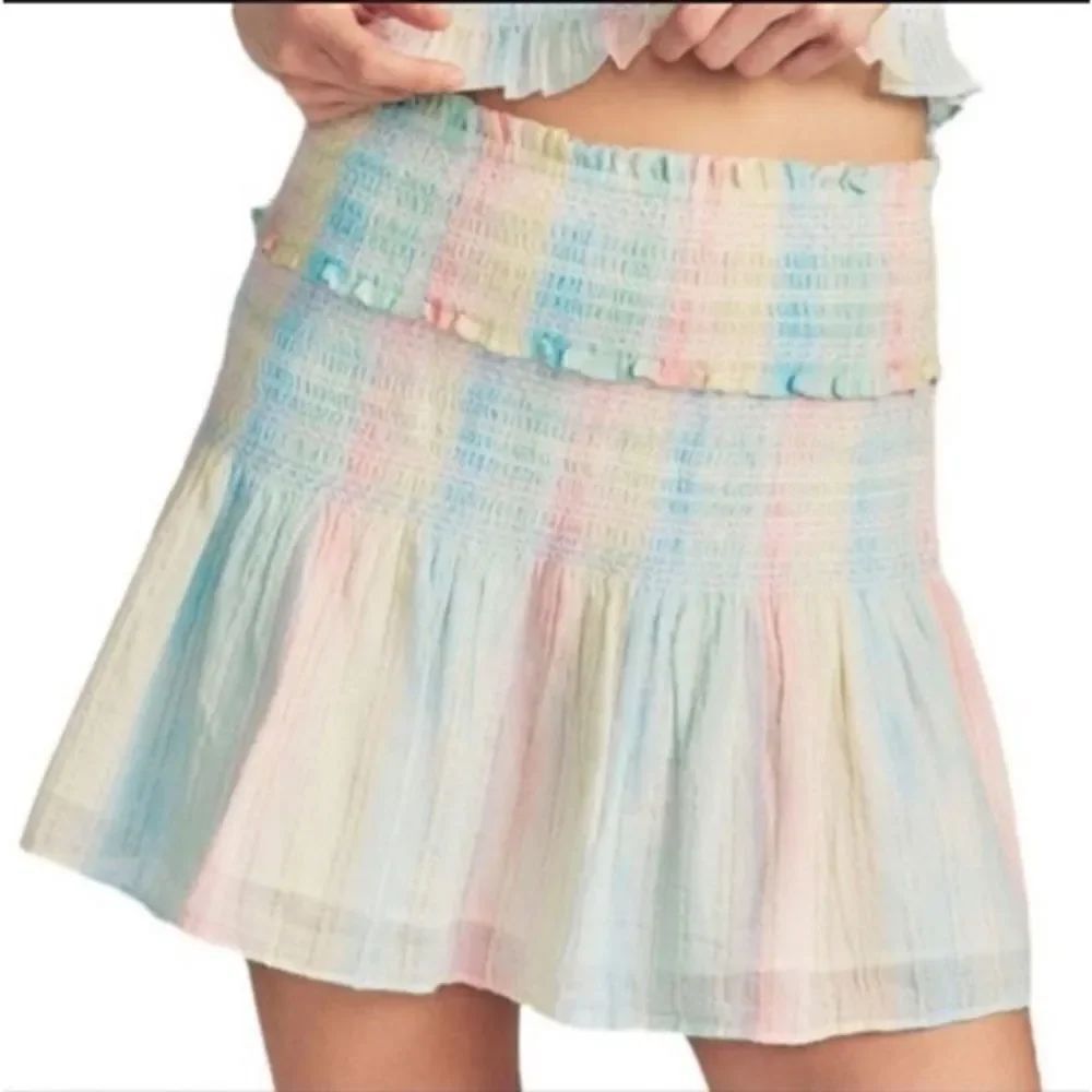 NWT LoveShackFancy Camilla Rainbow Mini Skirt Large